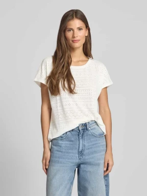 T-shirt o luźnym kroju z ażurowej dzianiny Tom Tailor