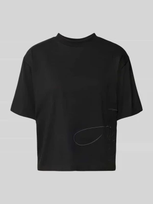 t-shirt o luźnym kroju z czystej bawełny model 'Duslant' Hugo Czarny