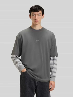 T-shirt o luźnym kroju z czystej bawełny model ‘NALONO’ Hugo Blue