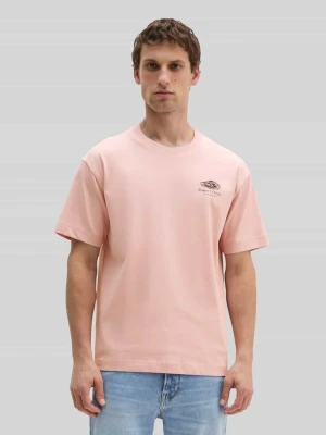 t-shirt o luźnym kroju z czystej bawełny z nadrukiem na tyle Marc O'Polo Różowawy