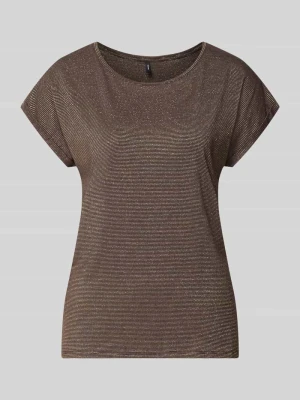 t-shirt o luźnym kroju z mieszanka wiskozy model 'LAVA' Vero Moda Czekoladowy