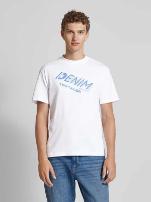 T-shirt o luźnym kroju z nadrukiem z logo Tom Tailor Denim