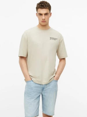 T-shirt o nowoczesnym kroju z nadrukiem z przodu i z tyłu s.Oliver beżowy