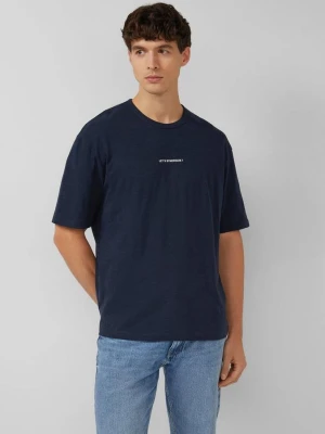 T-shirt o nowoczesnym kroju z nadrukiem z przodu i z tyłu s.Oliver niebieski