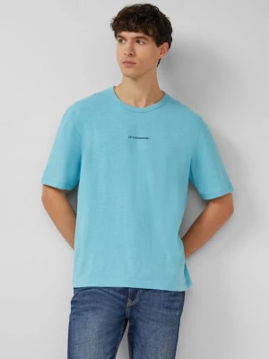 T-shirt o nowoczesnym kroju z nadrukiem z przodu i z tyłu s.Oliver turkusowy
