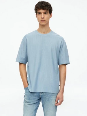 T-shirt o prążkowanej fakturze o kroju Modern Fit s.Oliver niebieski