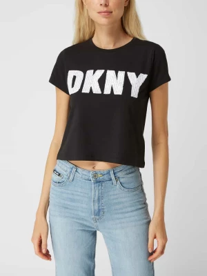 T-shirt o pudełkowym kroju z cekinami DKNY