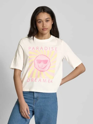 T-shirt o pudełkowym kroju z czystej bawełny model ‘CARTY LIFE’ Only