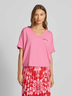 T-shirt o pudełkowym kroju z dekoltem w serek Oui