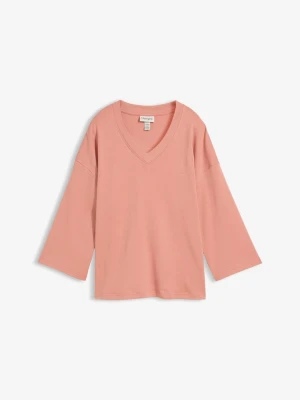 T-shirt o pudełkowym kroju z grubej bawełny organicznej BonPrix różowy