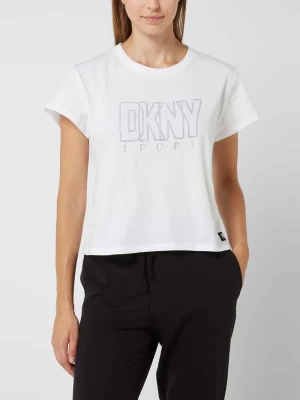 T-shirt o pudełkowym kroju z kamieniami stras DKNY PERFORMANCE
