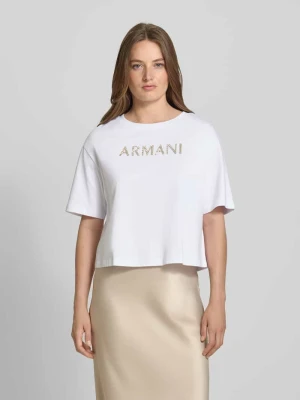 T-shirt o pudełkowym kroju z obszyciem kamieniami stras Armani Exchange