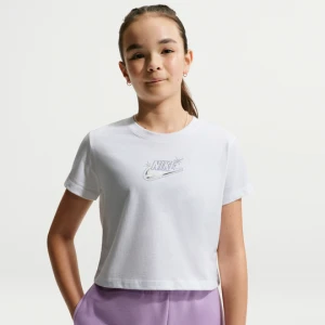 T-shirt o skróconym kroju dla dużych dzieci (dziewcząt) Nike - Biel