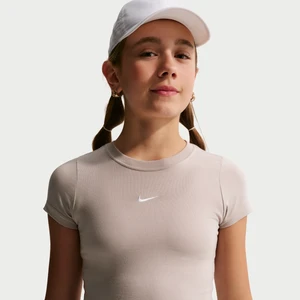 T-shirt o skróconym kroju dla dużych dzieci (dziewcząt) Nike - Brązowy
