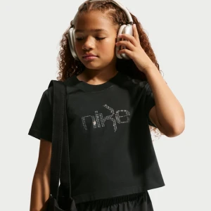 T-shirt o skróconym kroju dla dużych dzieci (dziewcząt) Nike - Czerń