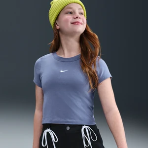 T-shirt o skróconym kroju dla dużych dzieci (dziewcząt) Nike Sportswear - Niebieski