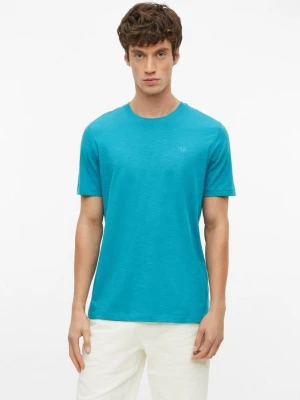 T-shirt o strukturze flammé z detalem z logo s.Oliver turkusowy