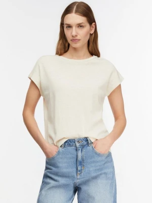 T-shirt o fakturze przędzy płomienistej Regular Fit comma kremowy