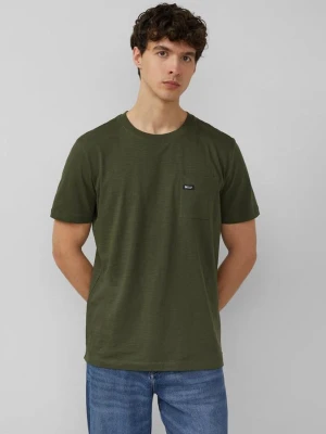 T-shirt o strukturze przędzy płomieniowej z kieszenią na piersi s.Oliver oliwkowy