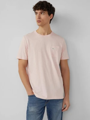 T-shirt o strukturze przędzy płomieniowej z kieszenią na piersi s.Oliver różowy