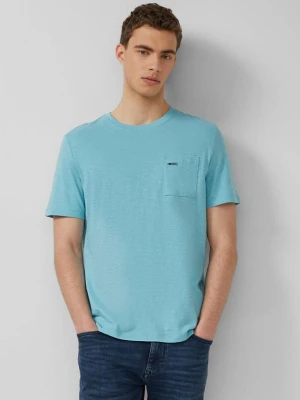 T-shirt o strukturze przędzy płomieniowej z kieszenią na piersi s.Oliver turkusowy