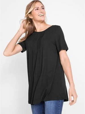 T-shirt o trapezowym kroju, krótki rękaw BonPrix czarny