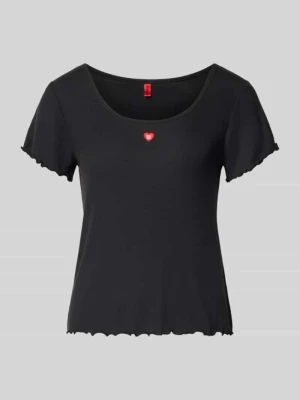 t-shirt od piżamy o kroju regular fit z mieszanki modalu model 'HUGO HEART' czarny