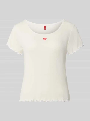 t-shirt od piżamy o kroju regular fit z mieszanki modalu model 'HUGO HEART' Złamany biały