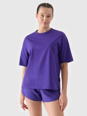 T-shirt oversize gładki damski - fioletowy 4F
