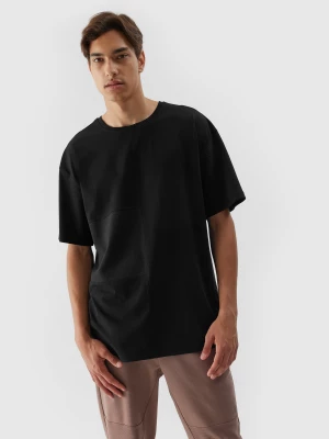 T-shirt oversize gładki męski - czarny 4F