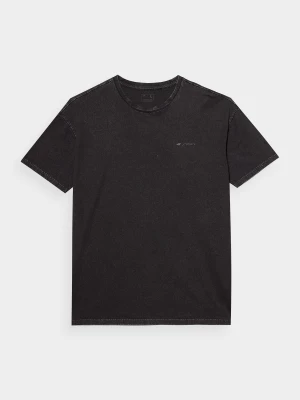 T-shirt oversize gładki męski - czarny 4F