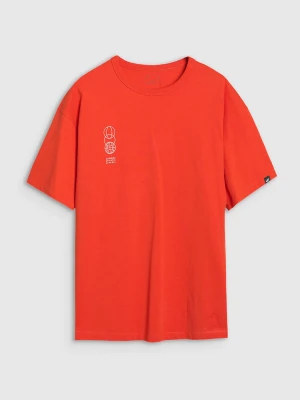 T-shirt oversize gładki męski - pomarańczowy 4F