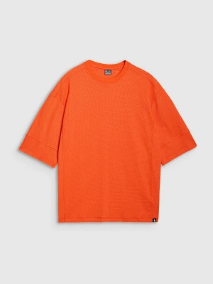 T-shirt oversize gładki męski - pomarańczowy 4F