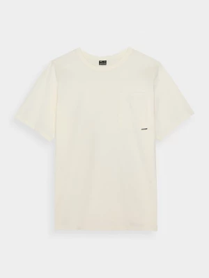 T-shirt oversize gładki uniseks - kremowy 4F