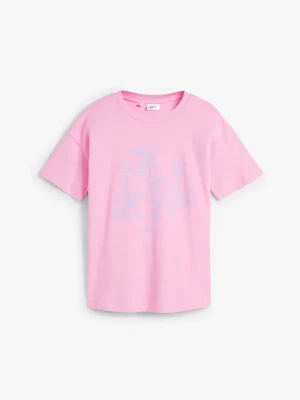 T-shirt oversize z bawełny organicznej BonPrix różowy