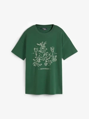 T-shirt oversize z bawełny organicznej BonPrix zielony