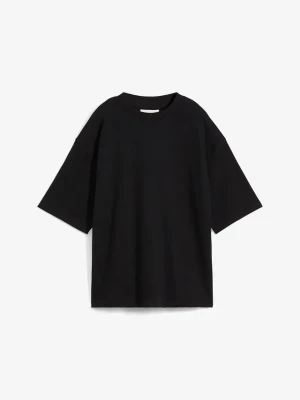 T-shirt oversize z ciężkiej bawełny organicznej BonPrix czarny