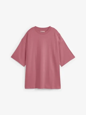 T-shirt oversize z ciężkiej bawełny organicznej BonPrix fioletowy