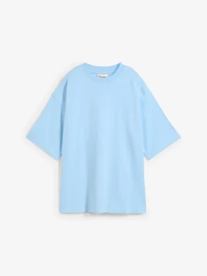 T-shirt oversize z ciężkiej bawełny organicznej BonPrix niebieski