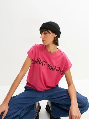 Zdjęcie produktu T-shirt oversize z czystej bawełny organicznej BonPrix różowy