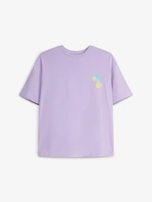 T-shirt oversize z czystej bawełny organicznej BonPrix fioletowy