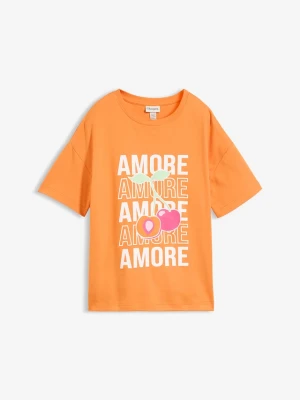 T-shirt oversize z czystej bawełny organicznej BonPrix pomarańczowy