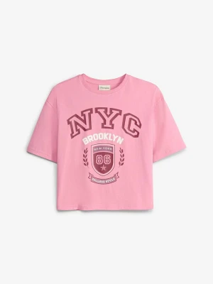 T-shirt oversize z czystej bawełny organicznej BonPrix różowy