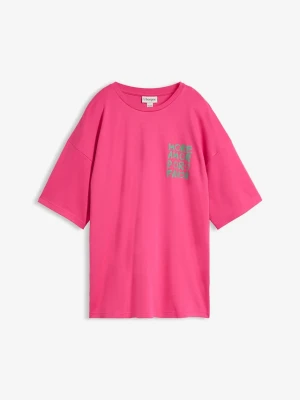 T-shirt oversize z czystej bawełny organicznej BonPrix różowy