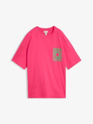 T-shirt oversize z czystej bawełny organicznej BonPrix różowy