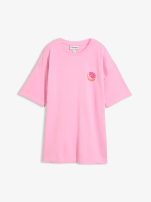 T-shirt oversize z czystej bawełny organicznej BonPrix różowy