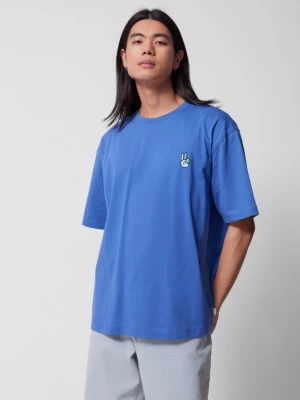T-shirt oversize z haftem męski - kobaltowy OUTHORN