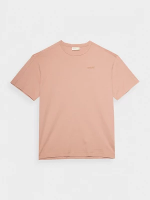 T-shirt oversize z haftem męski - koralowy OUTHORN