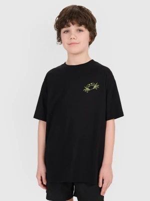 4F T-shirt oversize z nadrukiem chłopięcy - czarny 158 (12-13 lat)