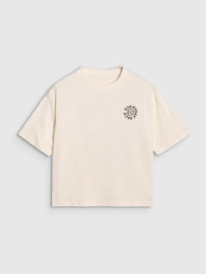 4F T-shirt oversize z nadrukiem damski - biały XS